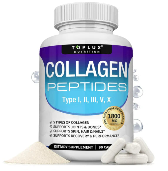 Collagen Toplux: Type I, II, III, V, X - 90 capsulas, Toplux Nutrition✨